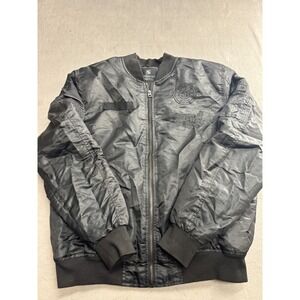 Southpole Bomber Jacket Black USA Map Patch Mens Size L